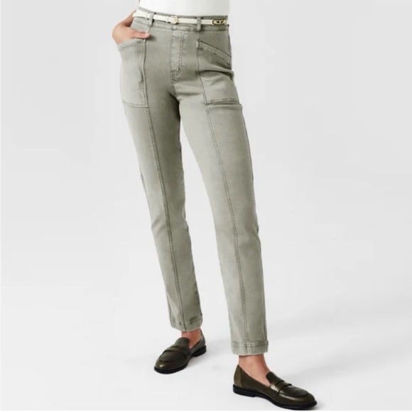 NWT Spanx Stretch twill straight leg pants Olive NWT medium tall - Picture 1 of 11